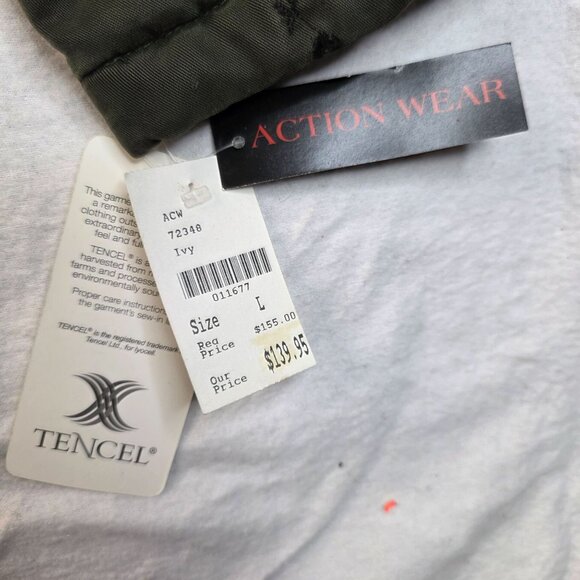 Embroidered Ivy Boho Jacket Large 90s TENCEL Olive Green USA Deadstock - Picture 4 of 10